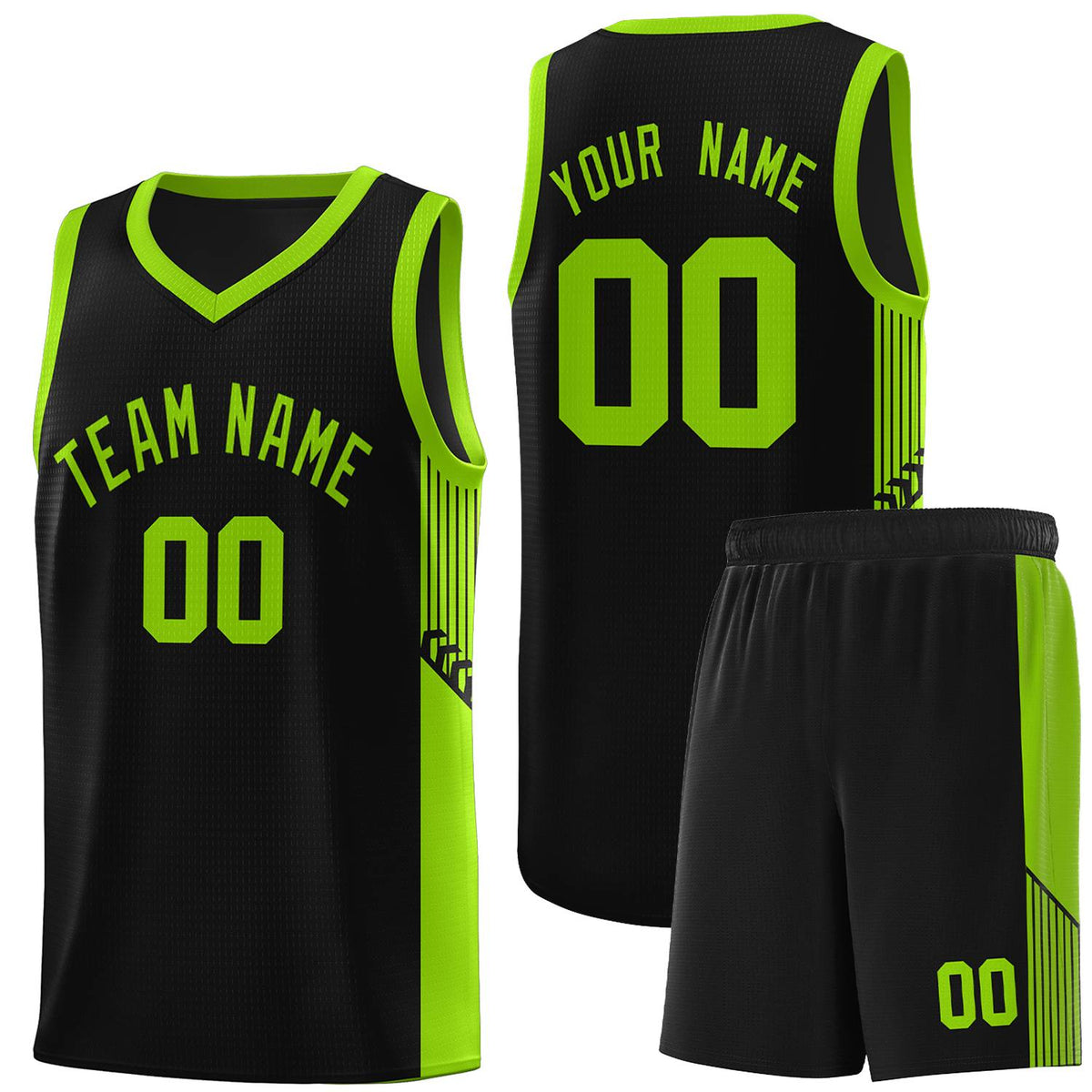 Custom Neon Green Navy-White Side Two-Tone Classic Sports Uniform Basketball Jersey |KXKSHOP