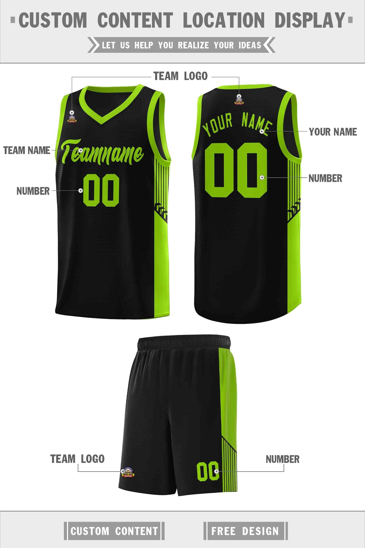 Custom Neon Green Navy-White Side Two-Tone Classic Sports Uniform Basketball Jersey |KXKSHOP