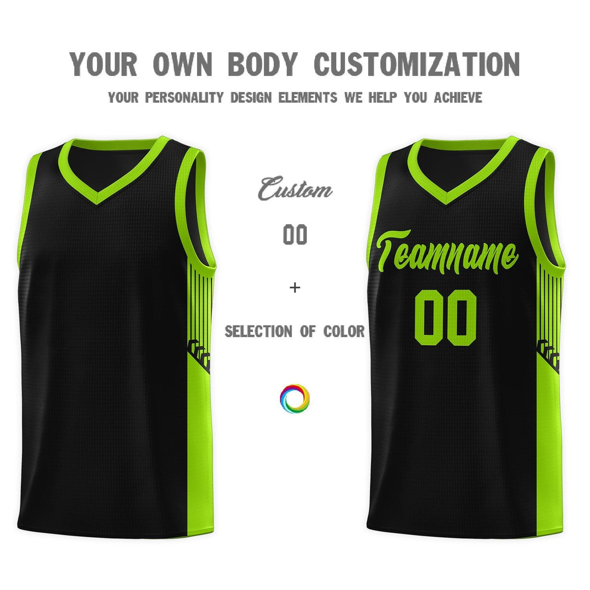 Custom Neon Green Navy-White Side Two-Tone Classic Sports Uniform Basketball Jersey |KXKSHOP