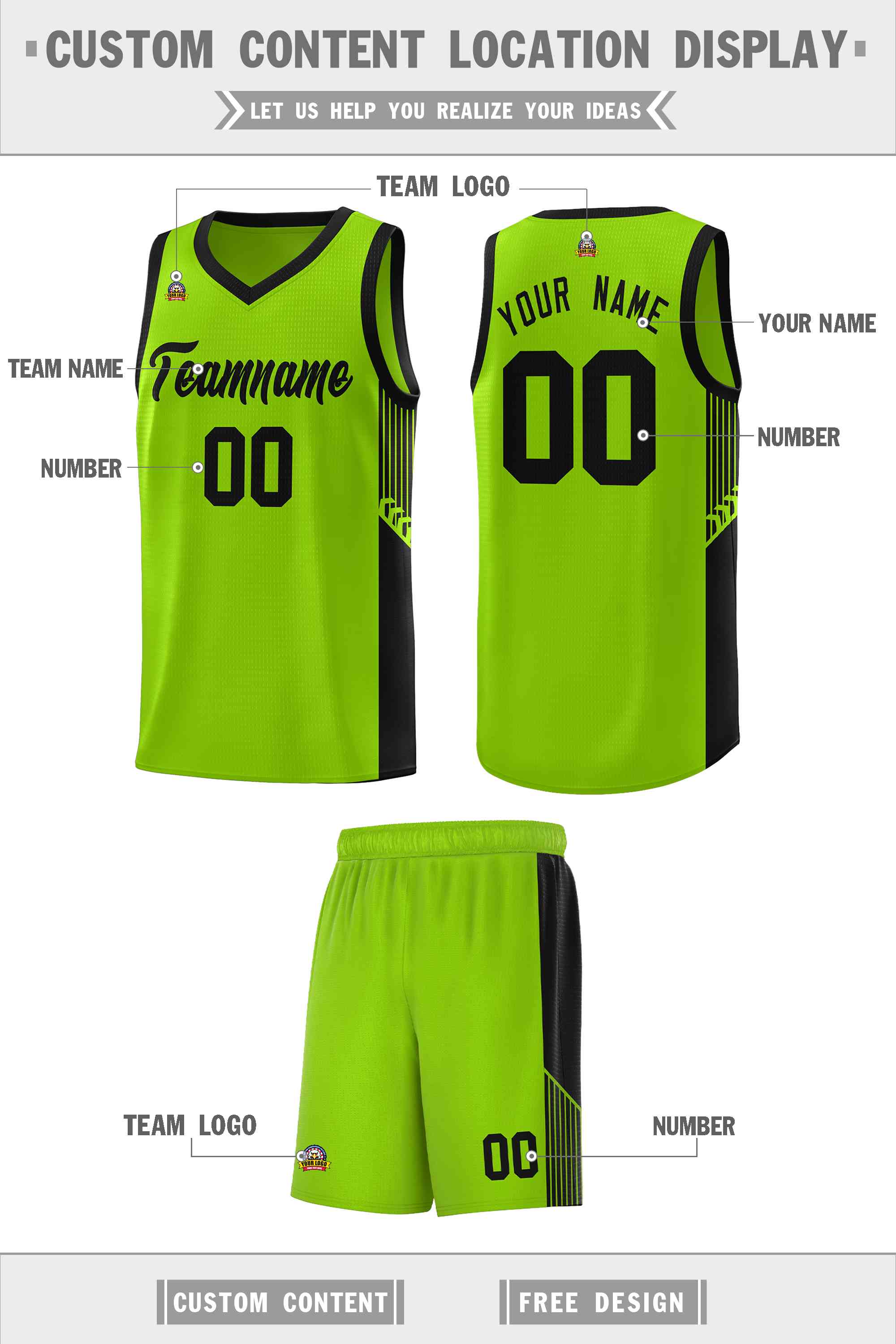 Custom Neon Green Navy-White Side Two-Tone Classic Sports Uniform Basketball Jersey |KXKSHOP