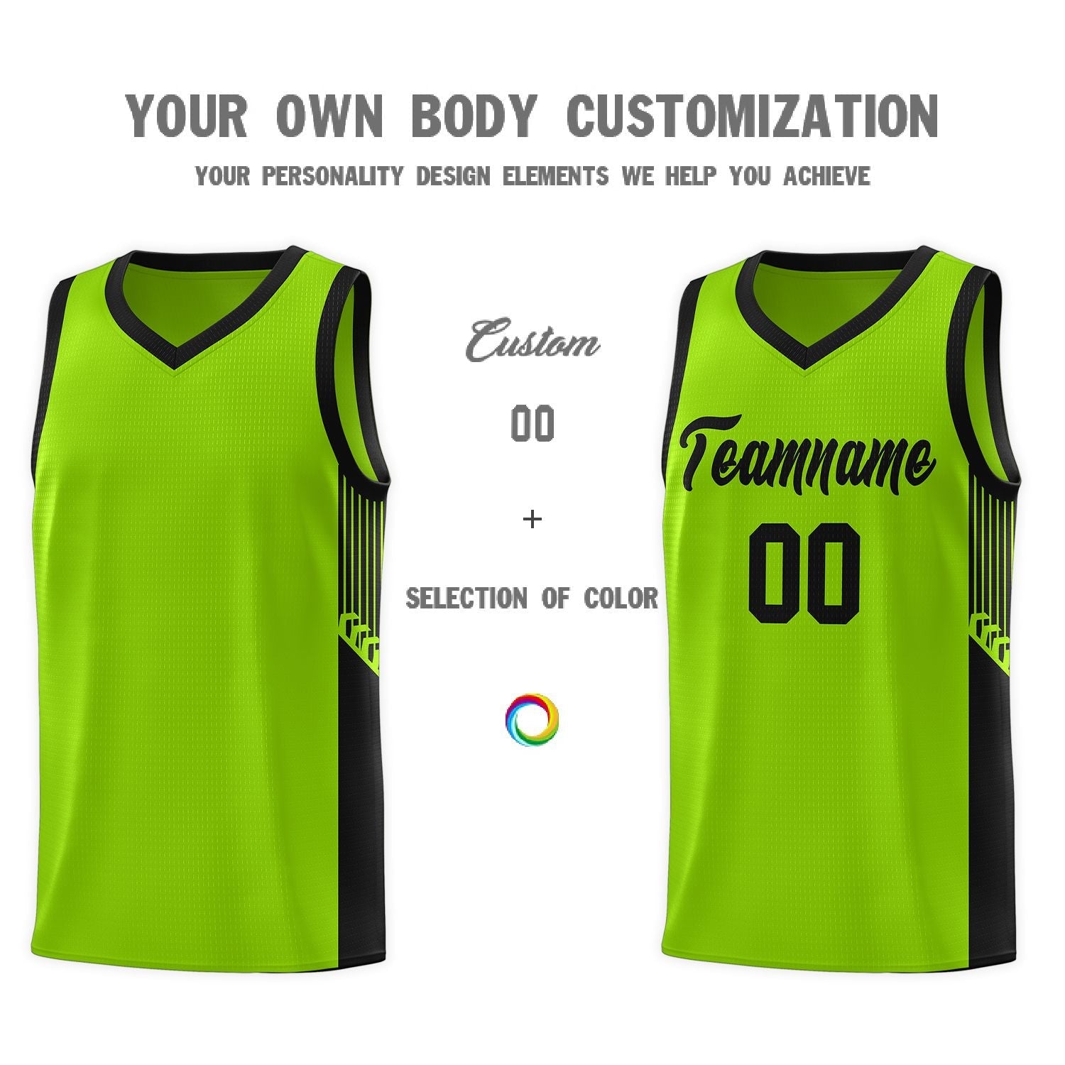 Custom Neon Green Navy-White Side Two-Tone Classic Sports Uniform Basketball Jersey |KXKSHOP