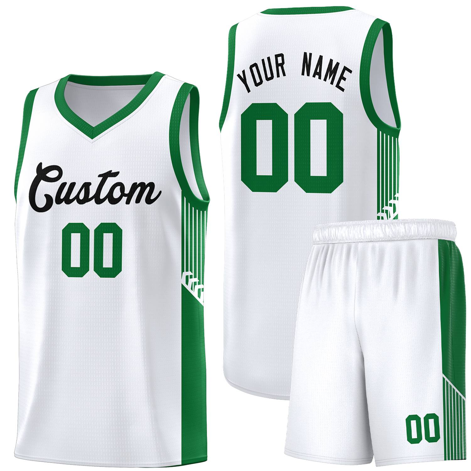 Custom White Black Side Stripe Fashion Sports Uniform Basketball Jersey |KXKSHOP
