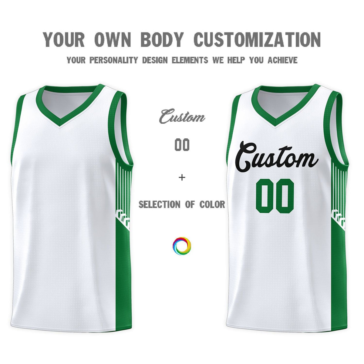 Custom Neon Green Navy-White Side Two-Tone Classic Sports Uniform Basketball Jersey |KXKSHOP