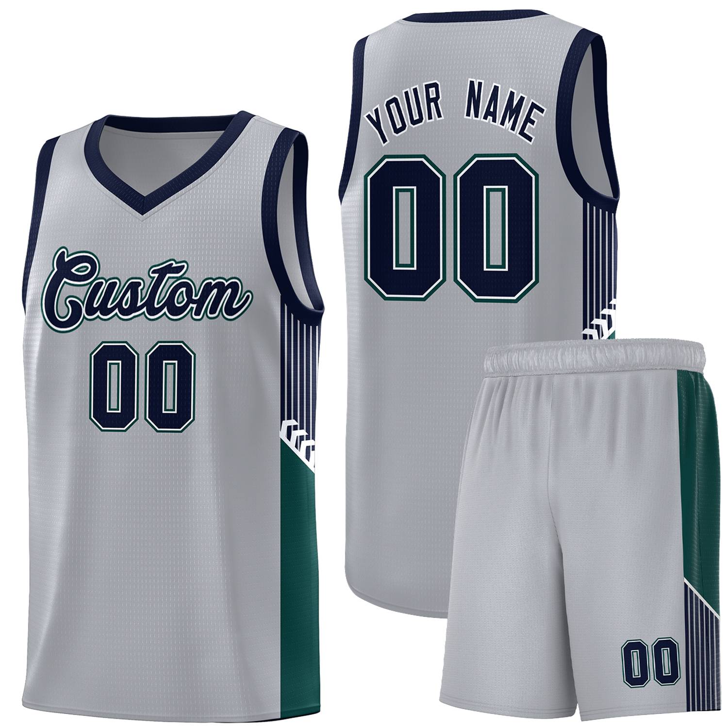 Custom Gray Navy-White Side Stripe Fashion Sports Uniform Basketball Jersey |KXKSHOP
