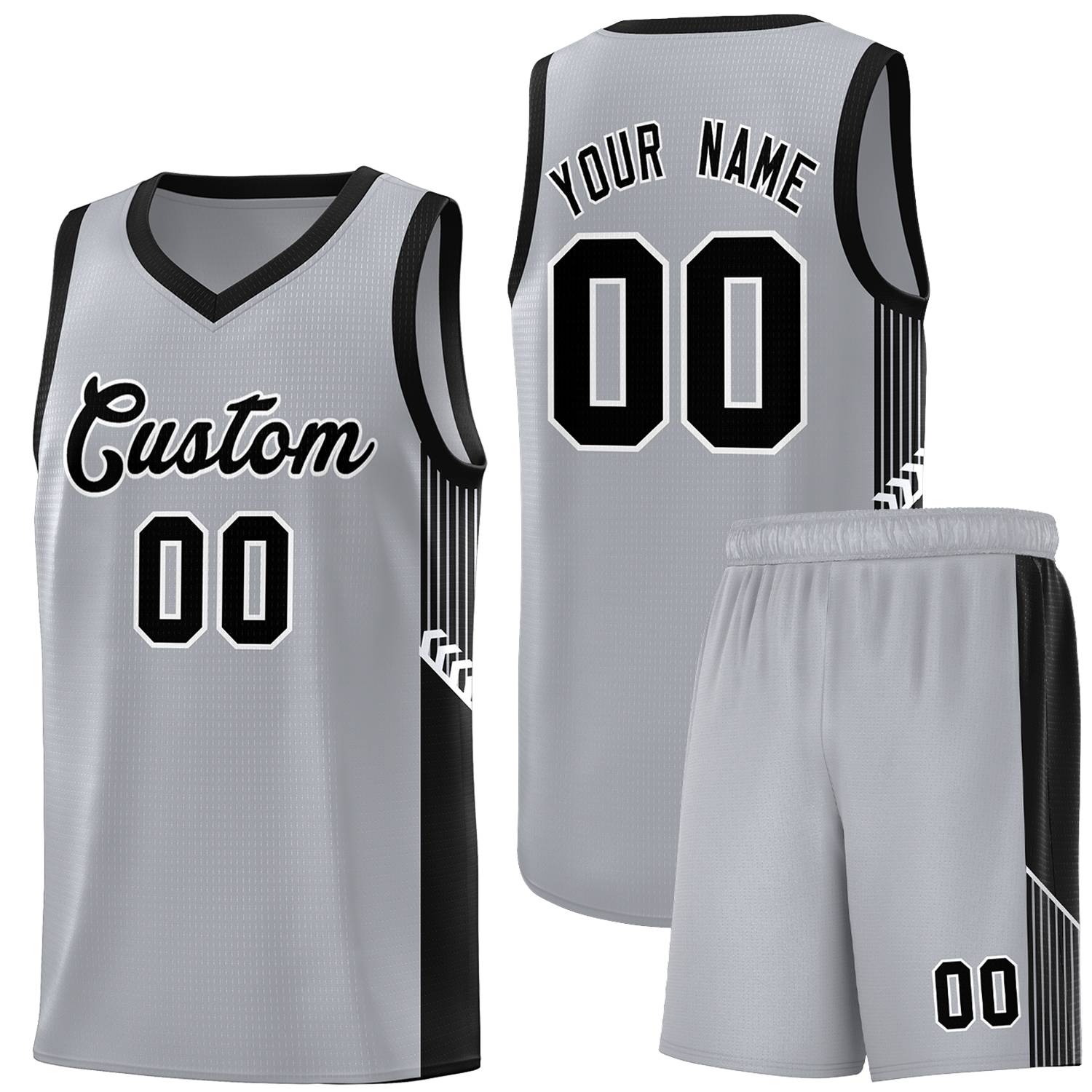 Custom Gray Black-White Side Stripe Fashion Sports Uniform Basketball Jersey |KXKSHOP