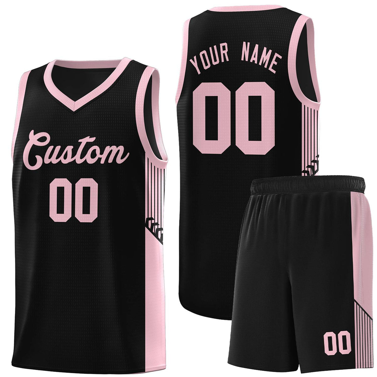 Custom Black Pink Side Stripe Fashion Sports Uniform Basketball Jersey |KXKSHOP