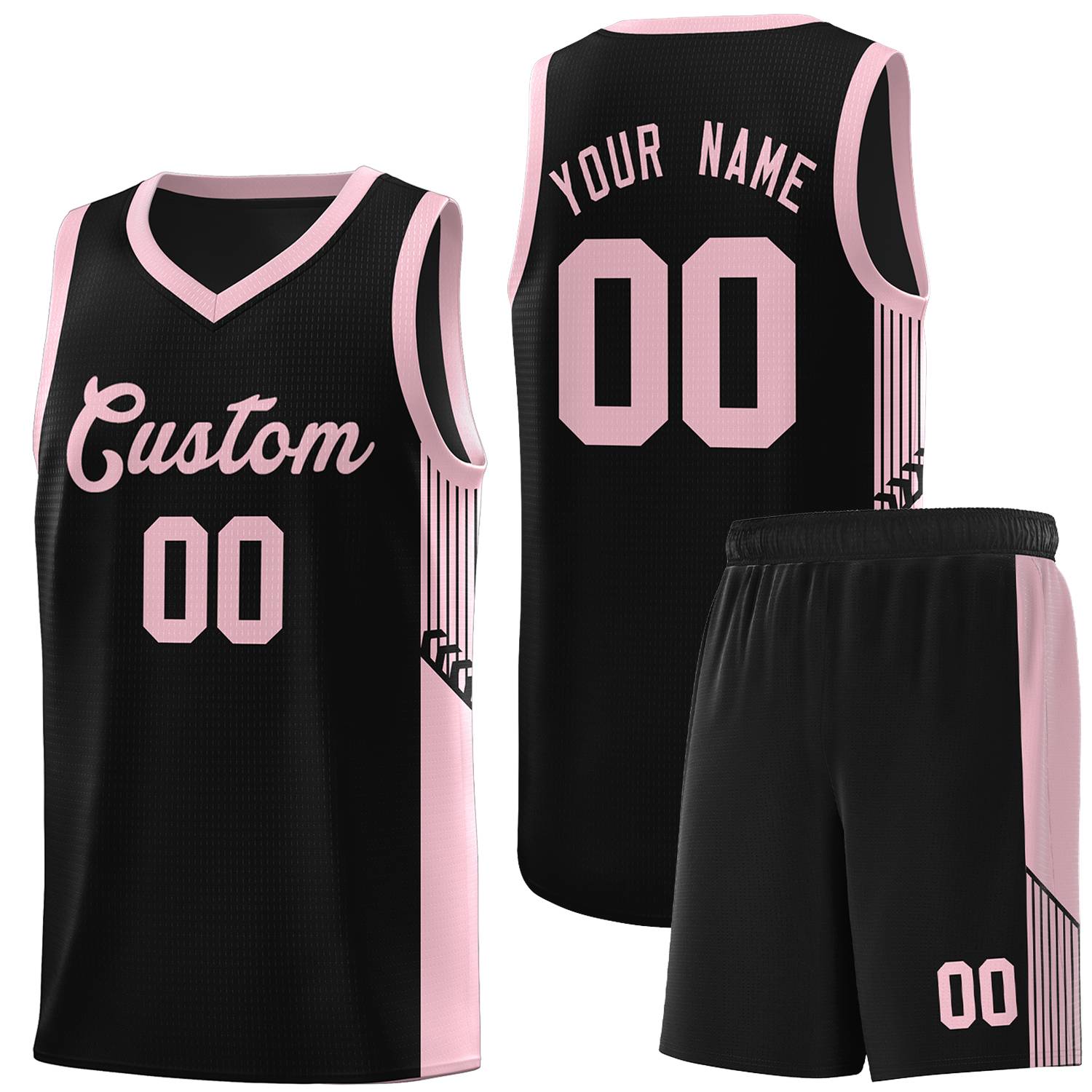 Custom Black Pink Side Stripe Fashion Sports Uniform Basketball Jersey |KXKSHOP