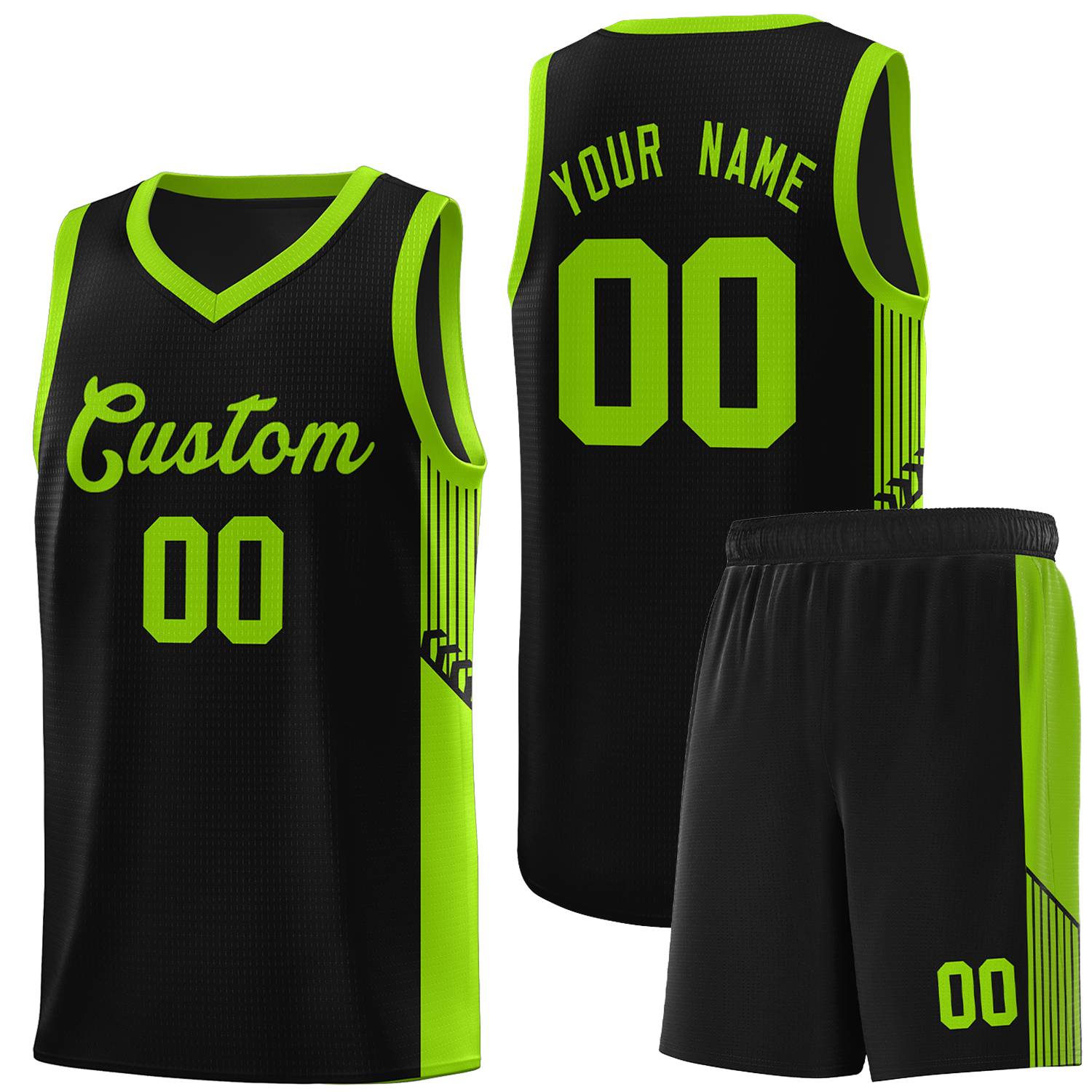 Custom Black Neon Side Stripe Fashion Sports Uniform Basketball Jersey |KXKSHOP
