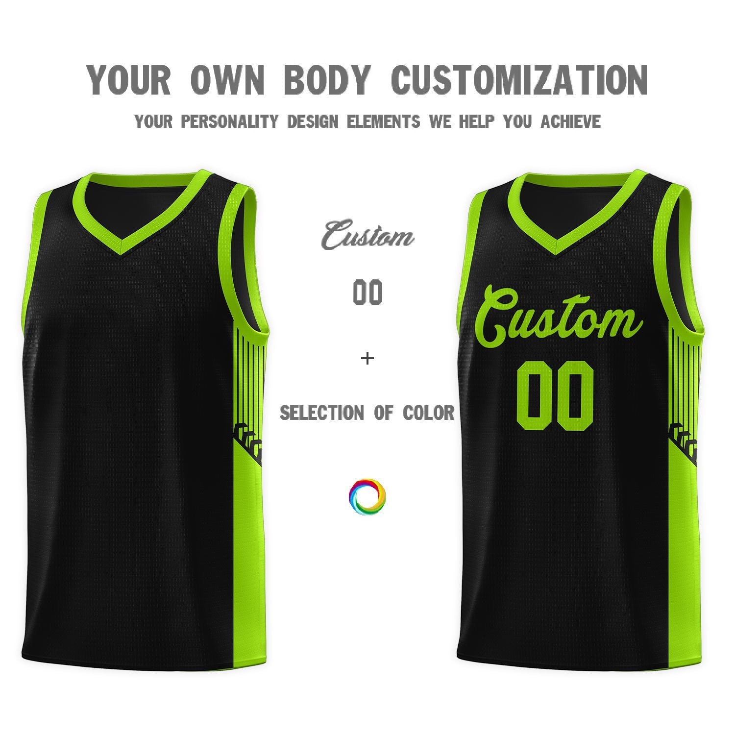 Custom Neon Green Navy-White Side Two-Tone Classic Sports Uniform Basketball Jersey |KXKSHOP