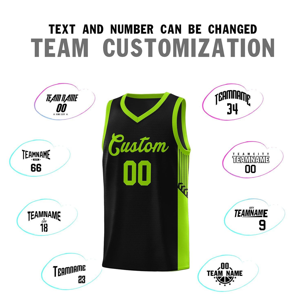 Custom Neon Green Navy-White Side Two-Tone Classic Sports Uniform Basketball Jersey |KXKSHOP
