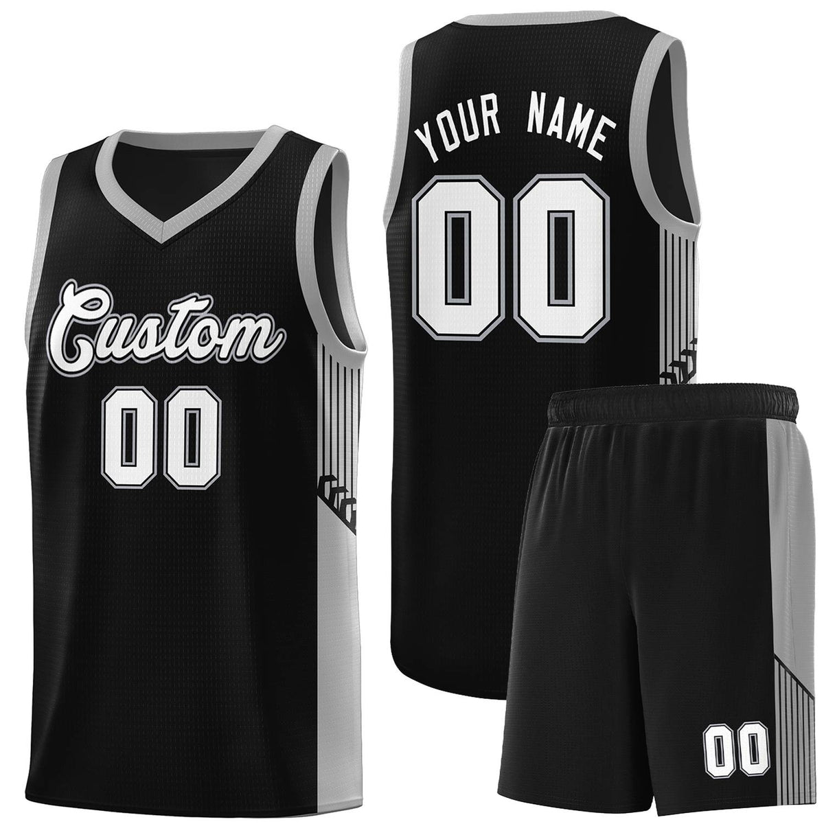 Custom Black White Side Stripe Fashion Sports Uniform Basketball Jersey |KXKSHOP