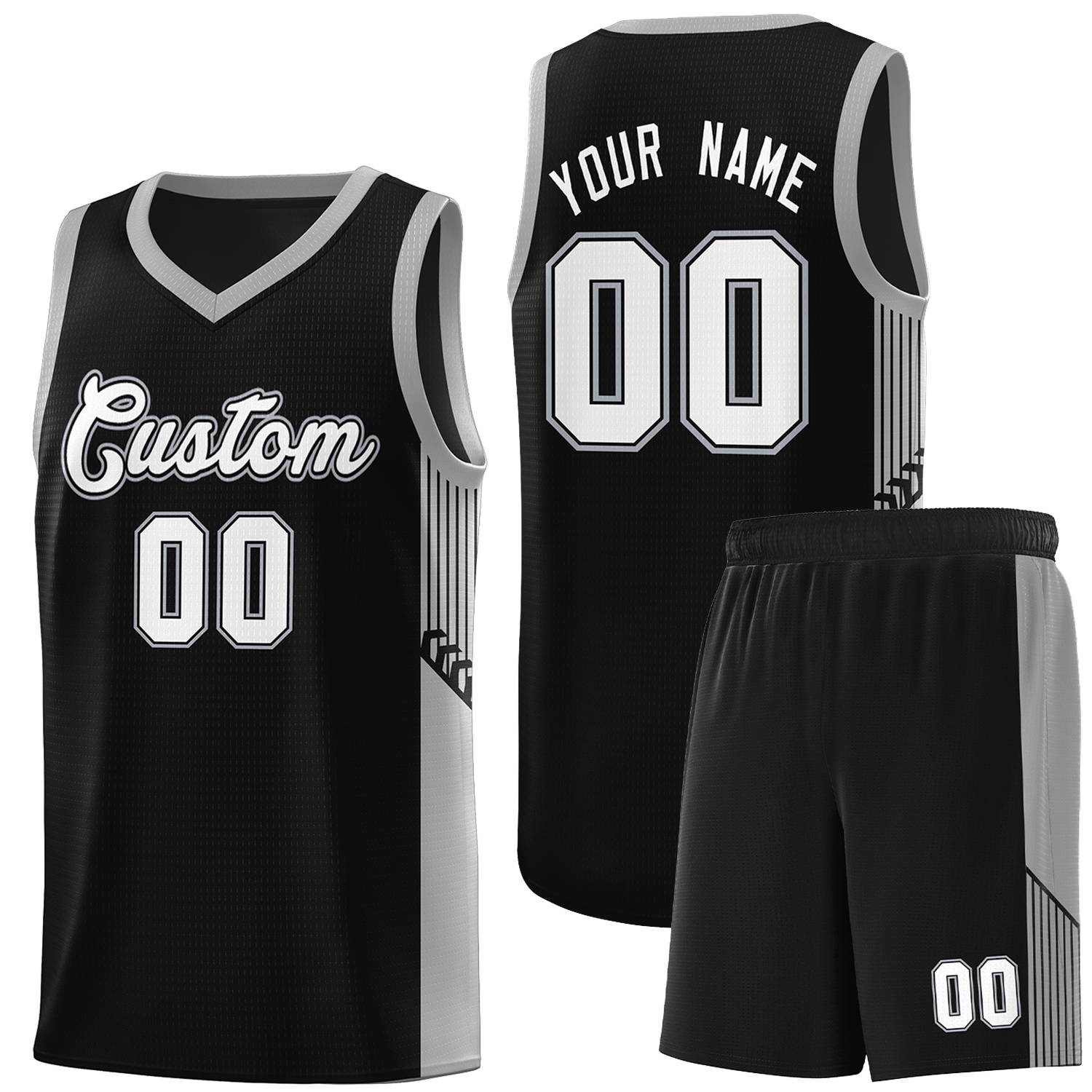 Custom Black White Side Stripe Fashion Sports Uniform Basketball Jersey |KXKSHOP
