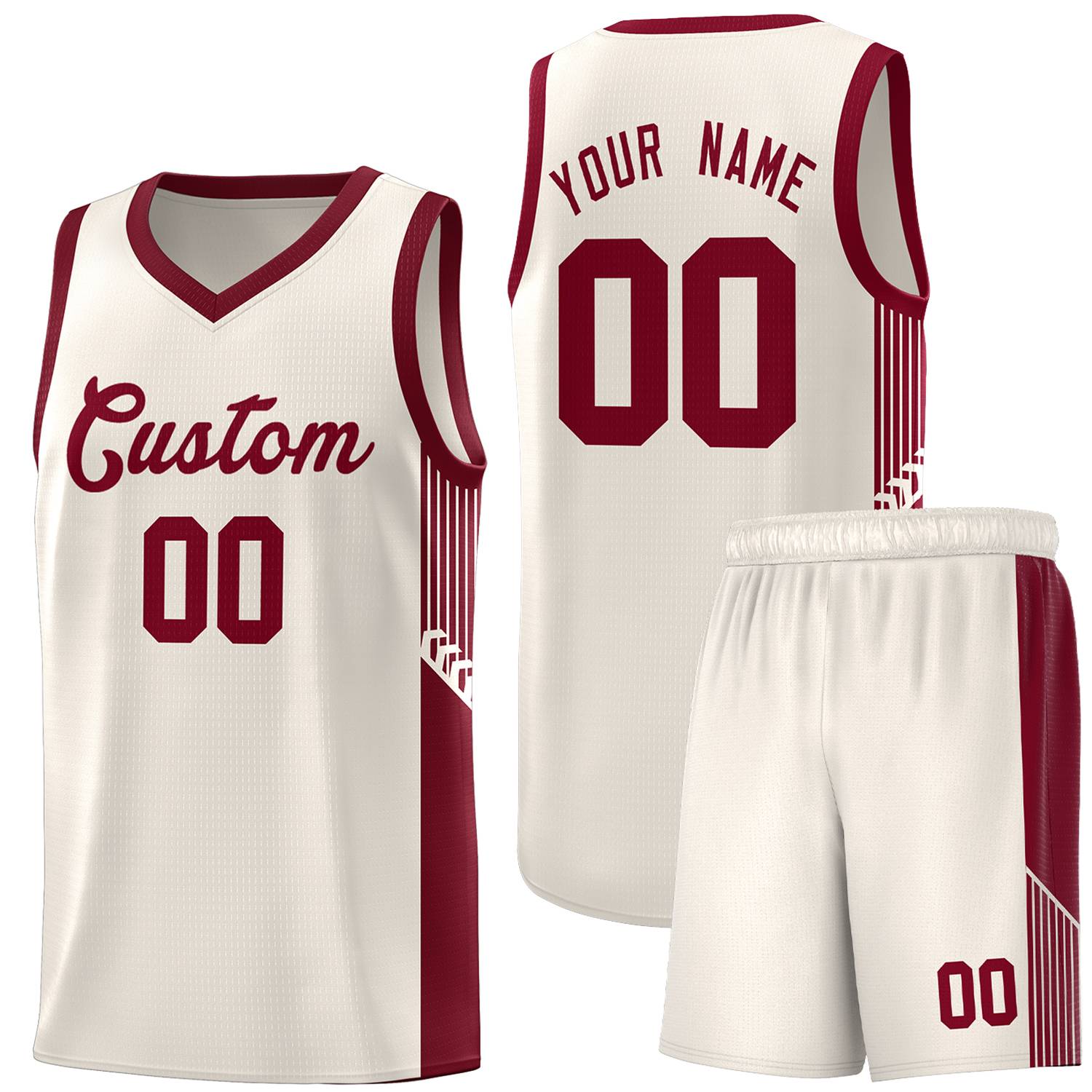 Custom Khaki Crimson Side Stripe Fashion Sports Uniform Basketball Jersey |KXKSHOP