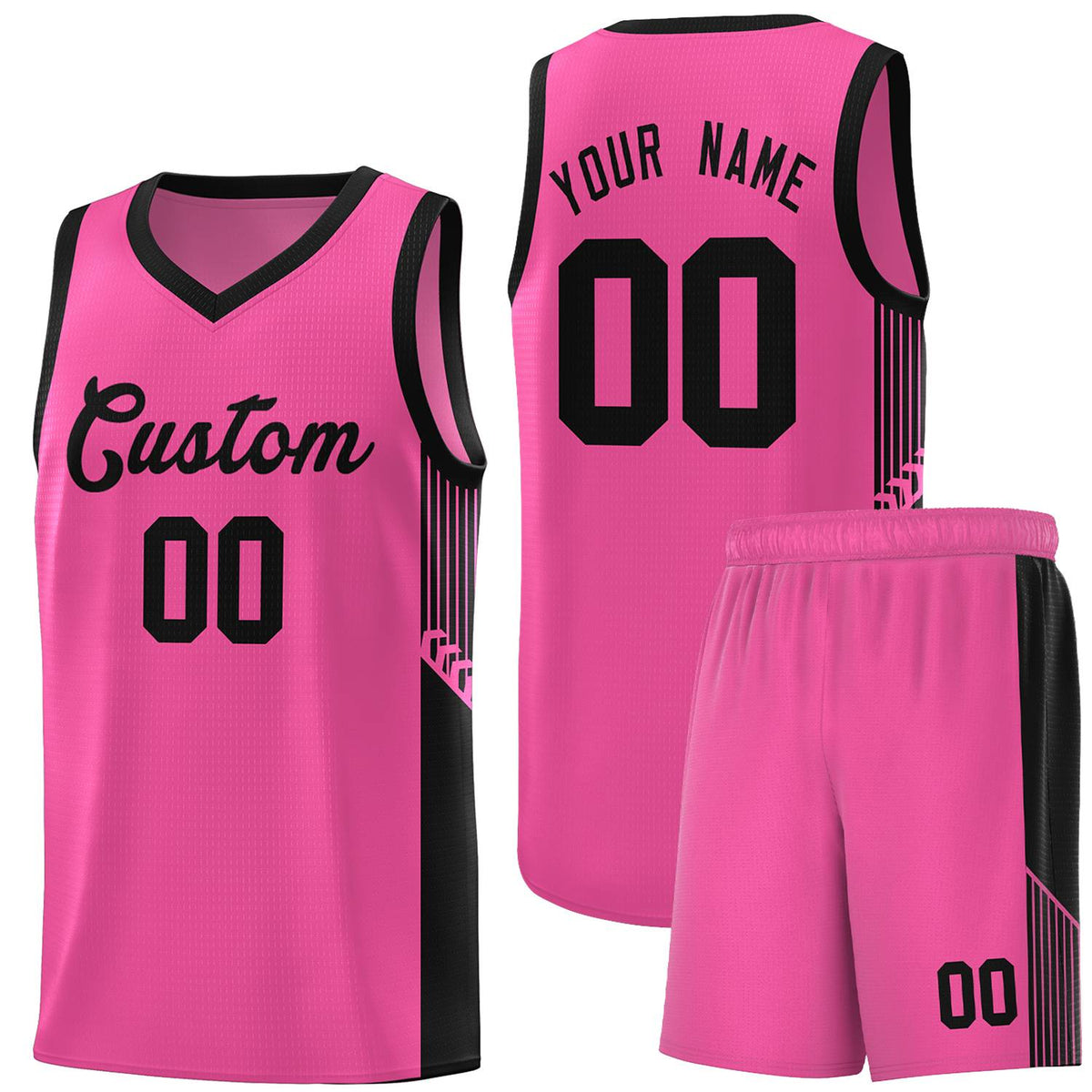Custom Pink Black Side Stripe Fashion Sports Uniform Basketball Jersey |KXKSHOP