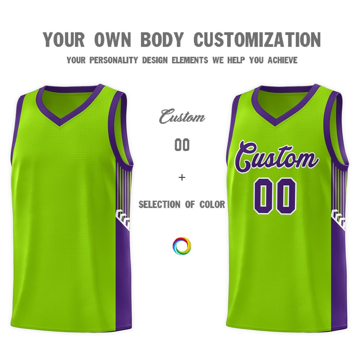 Custom Neon Green Navy-White Side Two-Tone Classic Sports Uniform Basketball Jersey |KXKSHOP