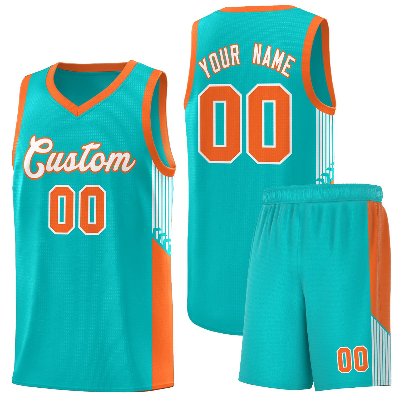 Custom Green White-Orange Side Stripe Fashion Sports Uniform Basketball Jersey |KXKSHOP