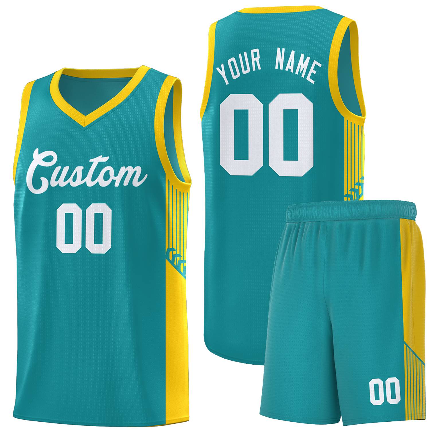 Custom Aqua White Side Stripe Fashion Sports Uniform Basketball Jersey |KXKSHOP