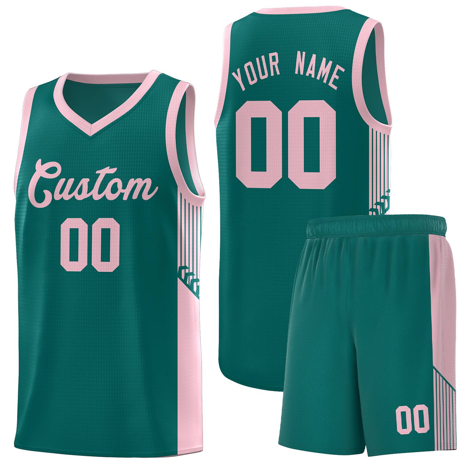 Custom Aqua Pink Side Stripe Fashion Sports Uniform Basketball Jersey |KXKSHOP