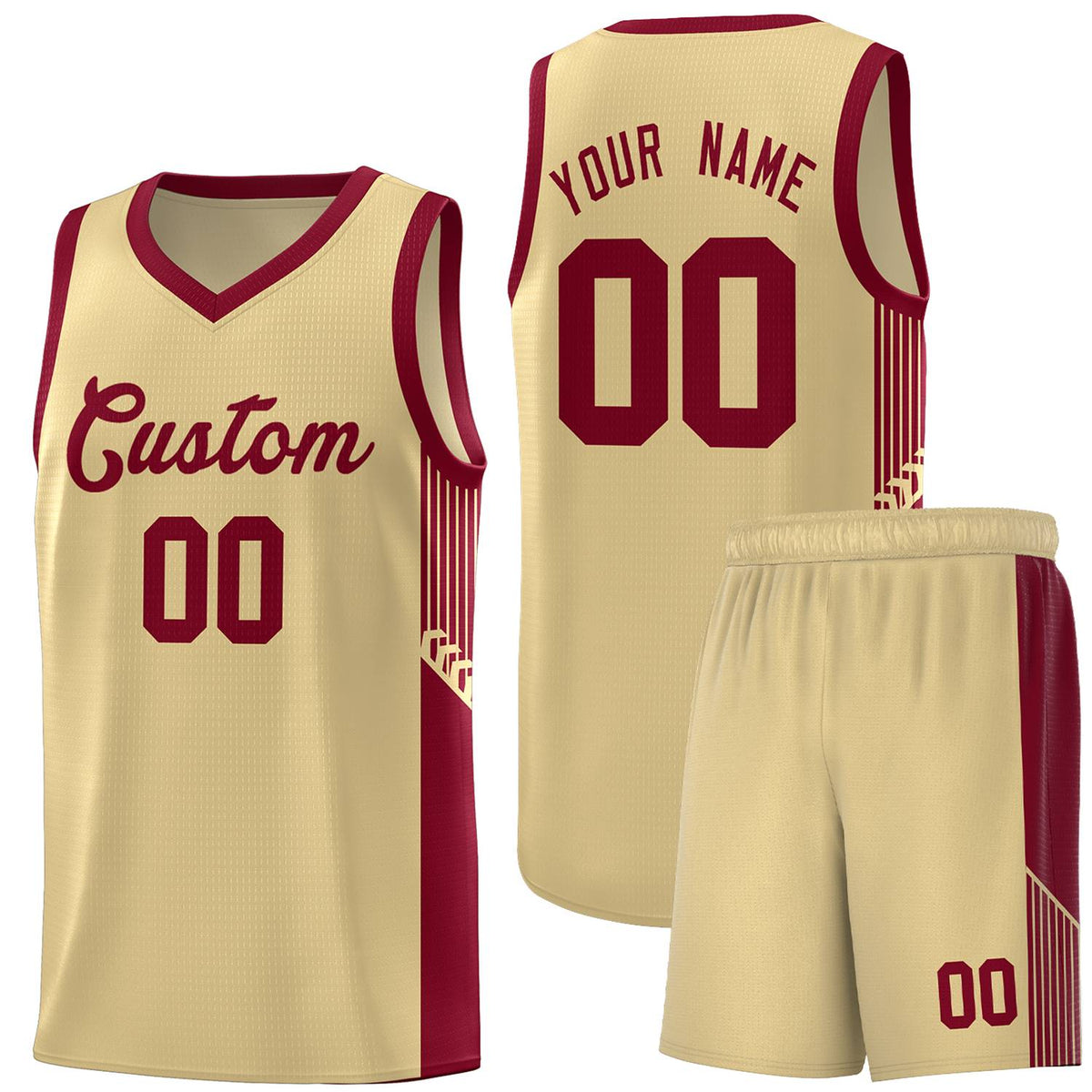 Custom Khaki Crimson Side Stripe Fashion Sports Uniform Basketball Jersey |KXKSHOP
