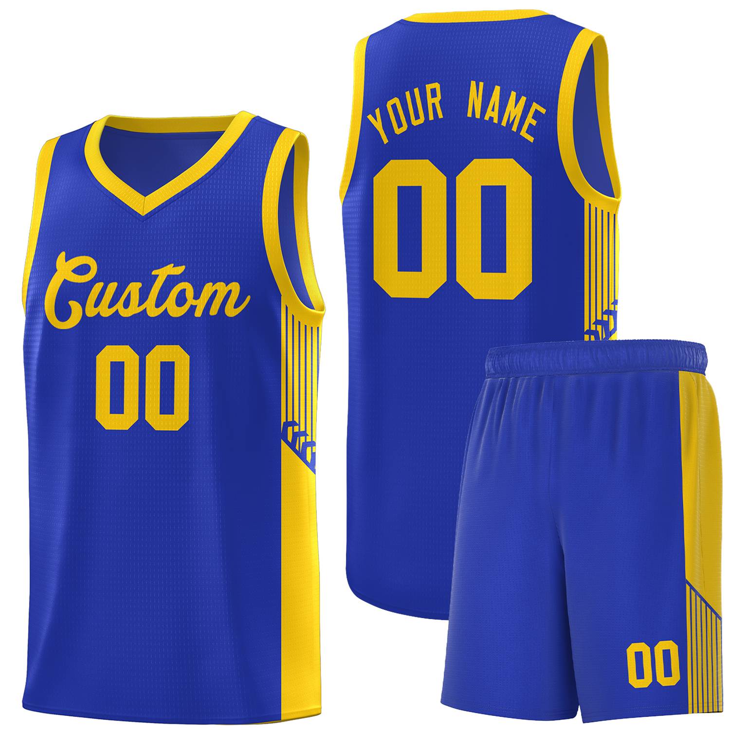 Custom Royal Gold Side Stripe Fashion Sports Uniform Basketball Jersey |KXKSHOP