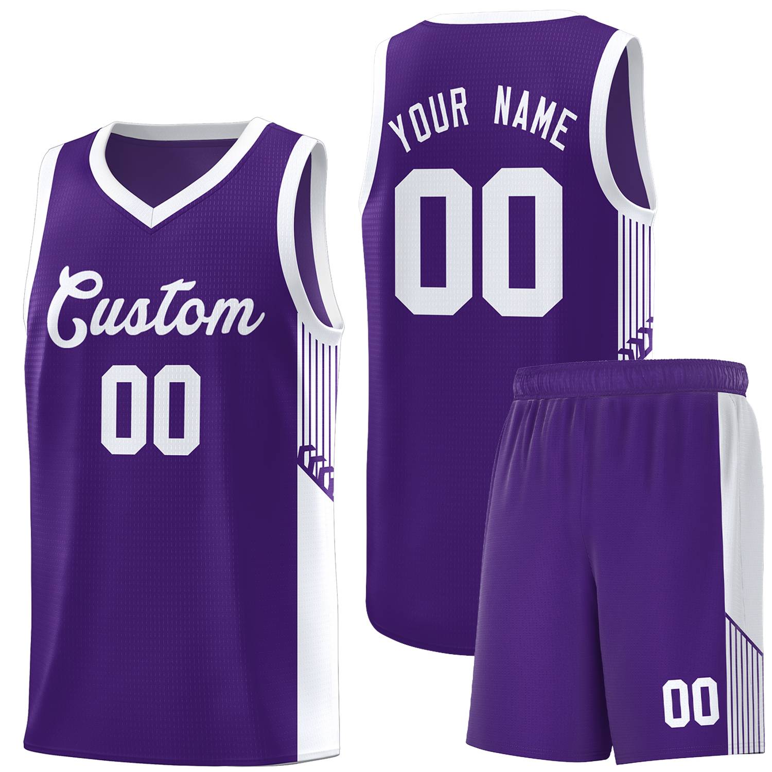 Custom Purple White Side Stripe Fashion Sports Uniform Basketball Jersey |KXKSHOP