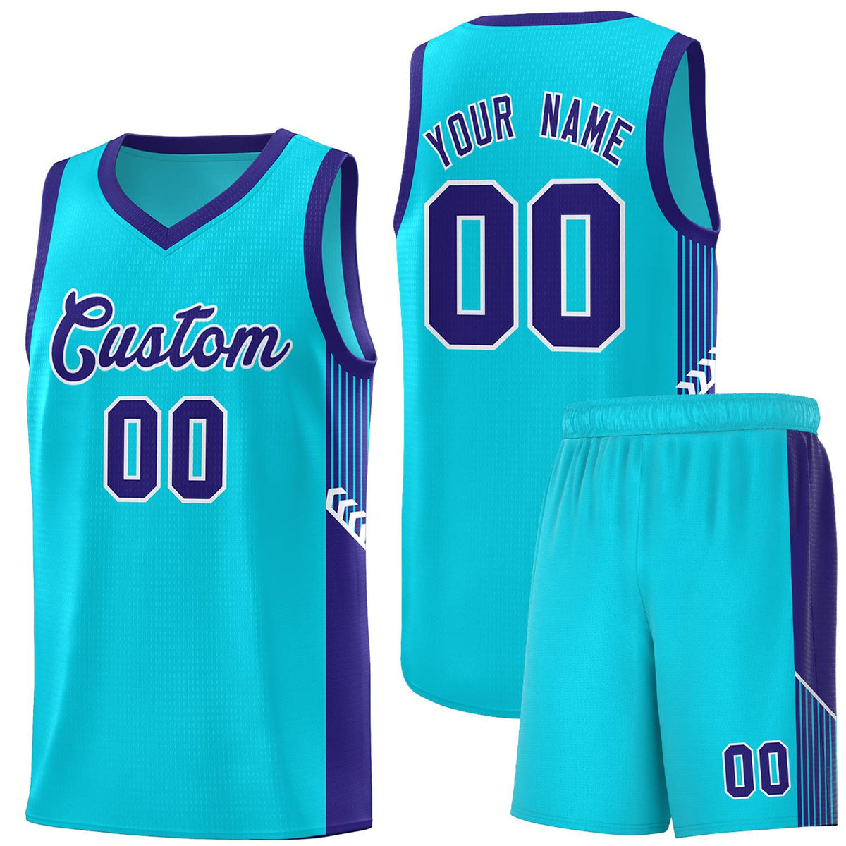 Custom Light Blue Royal-White Side Stripe Fashion Sports Uniform Basketball Jersey |KXKSHOP