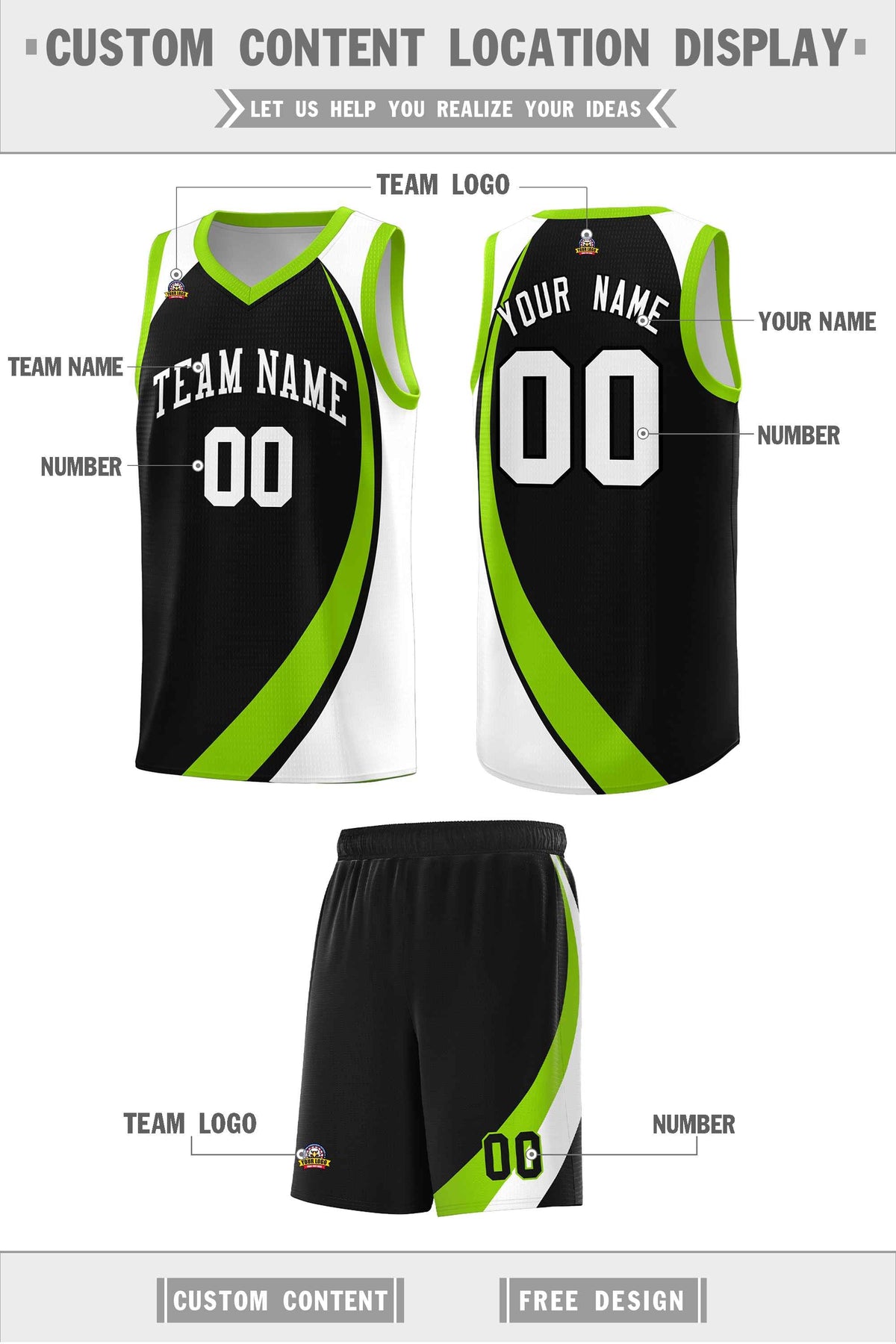 Custom Neon Green Navy-White Side Two-Tone Classic Sports Uniform Basketball Jersey |KXKSHOP