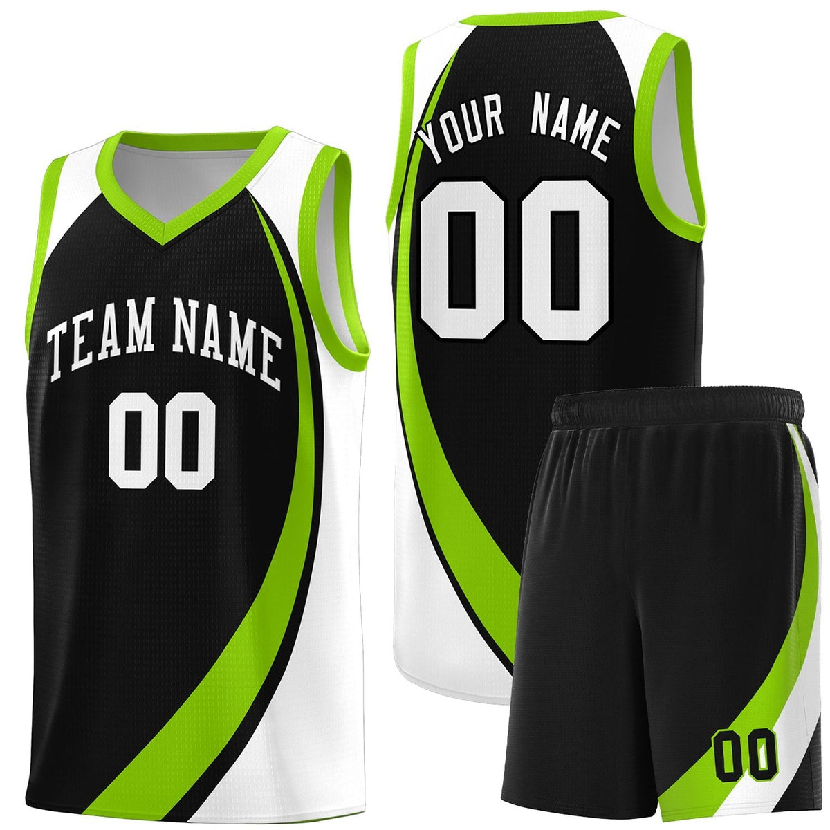 Custom Neon Green Navy-White Side Two-Tone Classic Sports Uniform Basketball Jersey |KXKSHOP