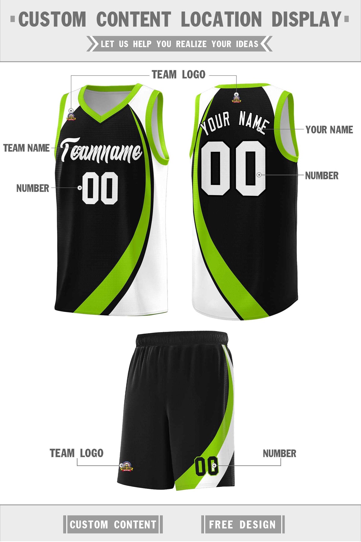Custom Neon Green Navy-White Side Two-Tone Classic Sports Uniform Basketball Jersey |KXKSHOP