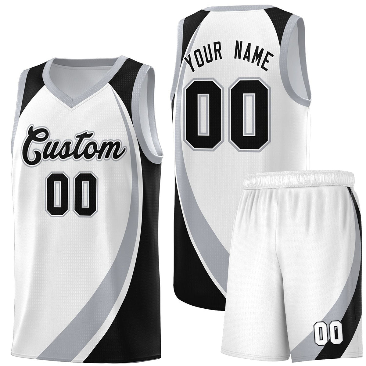 Custom White Gray-Black Color Block Sports Uniform Basketball Jersey |KXKSHOP