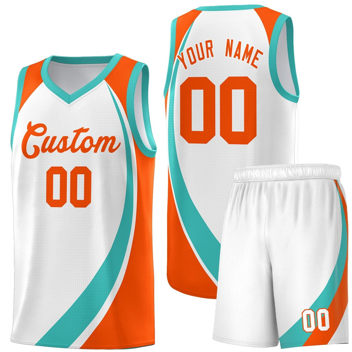 Custom White Aqua-Orange Color Block Sports Uniform Basketball Jersey |KXKSHOP