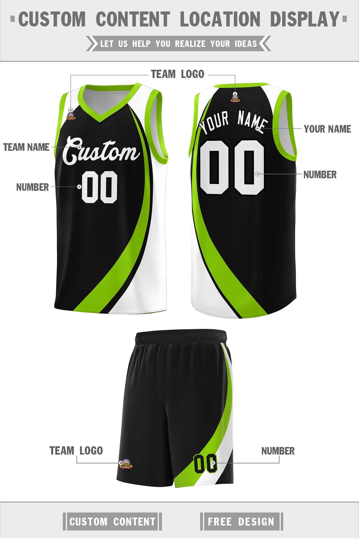 Custom Neon Green Navy-White Side Two-Tone Classic Sports Uniform Basketball Jersey |KXKSHOP