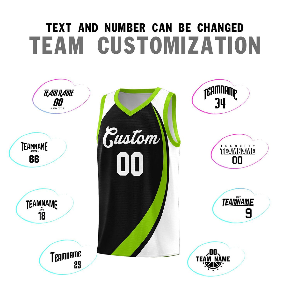 Custom Neon Green Navy-White Side Two-Tone Classic Sports Uniform Basketball Jersey |KXKSHOP