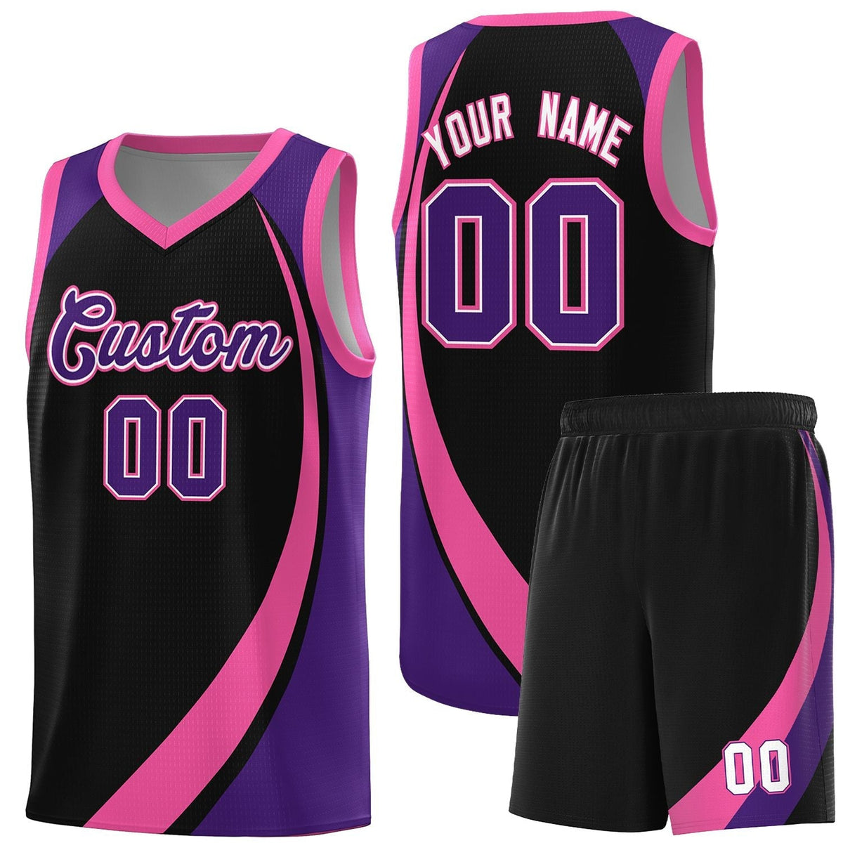 Custom Black Pink-Purple Color Block Sports Uniform Basketball Jersey |KXKSHOP