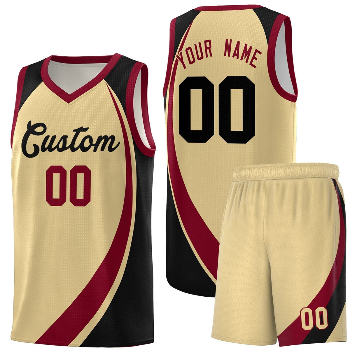 Custom Khaki Crimson-Black Color Block Sports Uniform Basketball Jersey |KXKSHOP