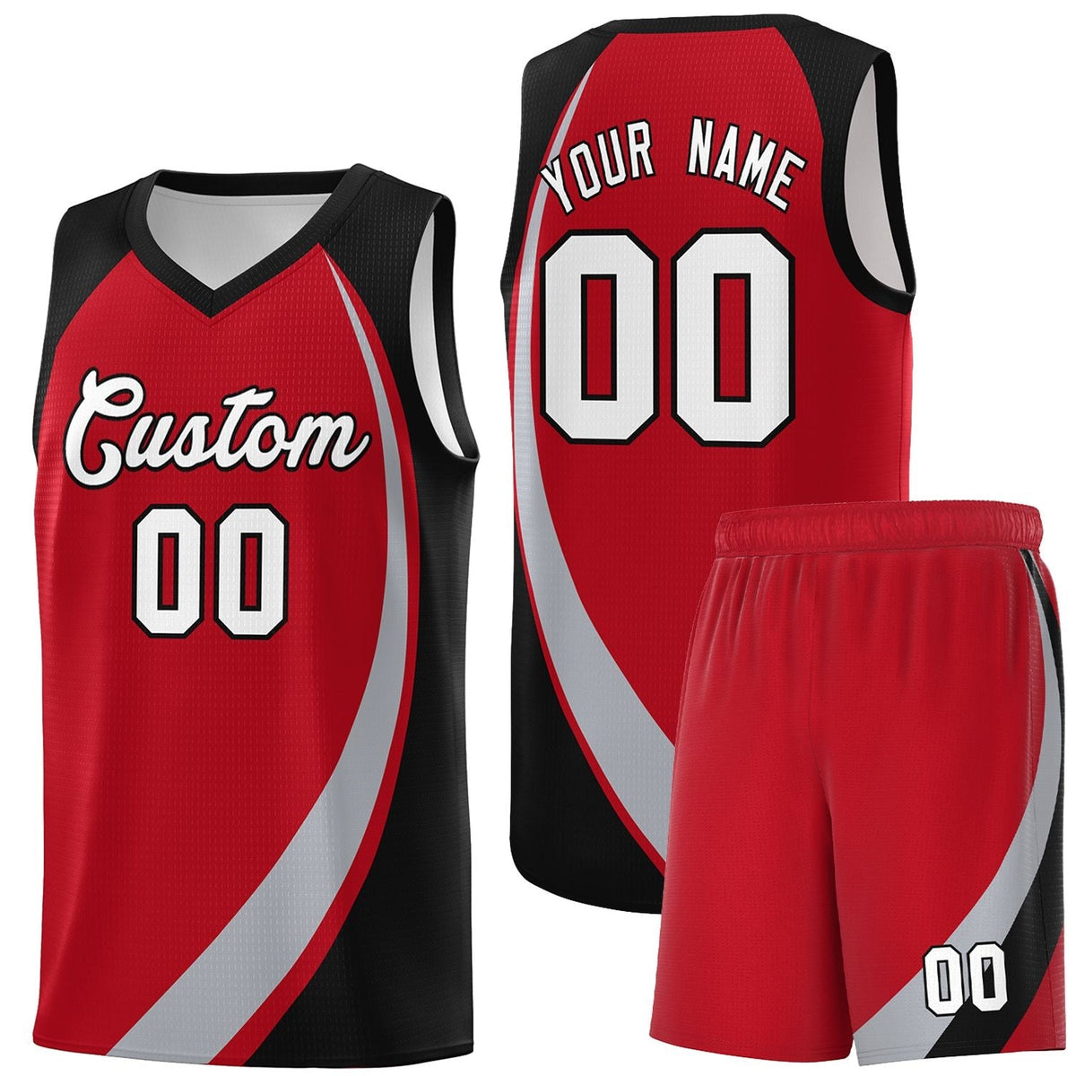 Custom Red Gray-Black Color Block Sports Uniform Basketball Jersey |KXKSHOP