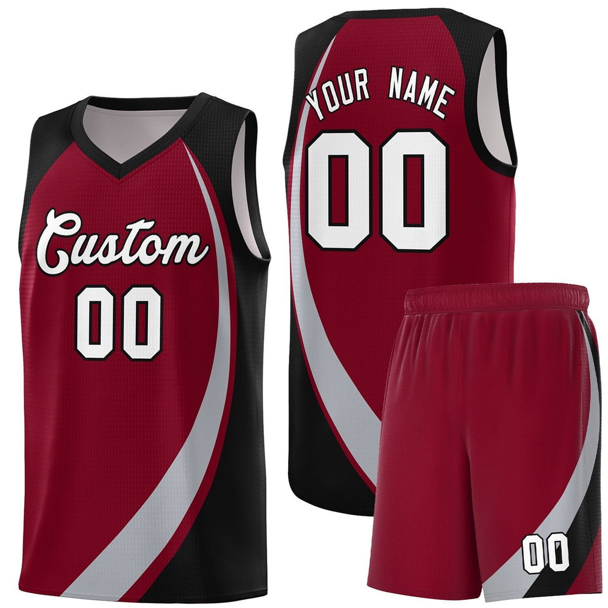 Custom Crimson Gray-Black Color Block Sports Uniform Basketball Jersey |KXKSHOP