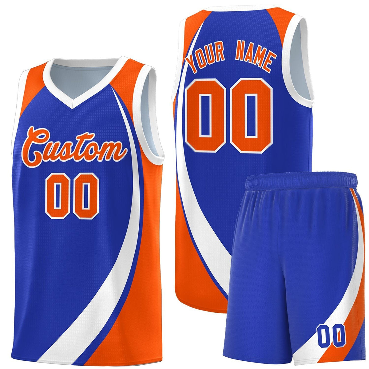 Custom Royal White-Orange Color Block Sports Uniform Basketball Jersey |KXKSHOP
