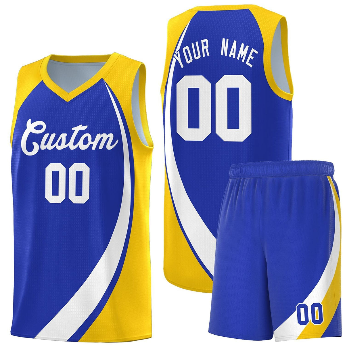 Custom Royal White-Gold Color Block Sports Uniform Basketball Jersey |KXKSHOP