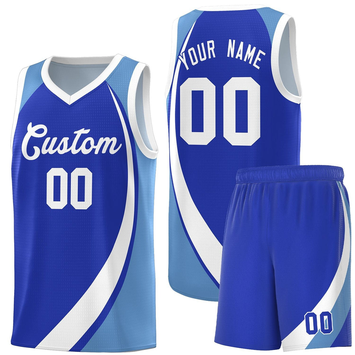Custom Royal White-Light Blue Color Block Sports Uniform Basketball Jersey |KXKSHOP