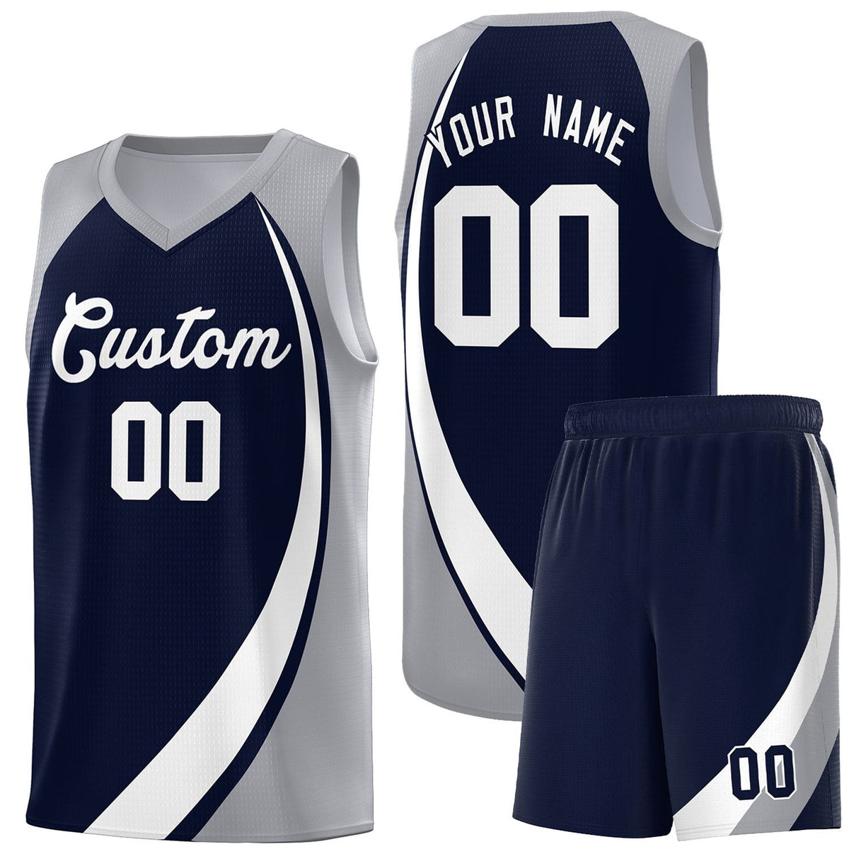 Custom Navy White-Gray Color Block Sports Uniform Basketball Jersey |KXKSHOP