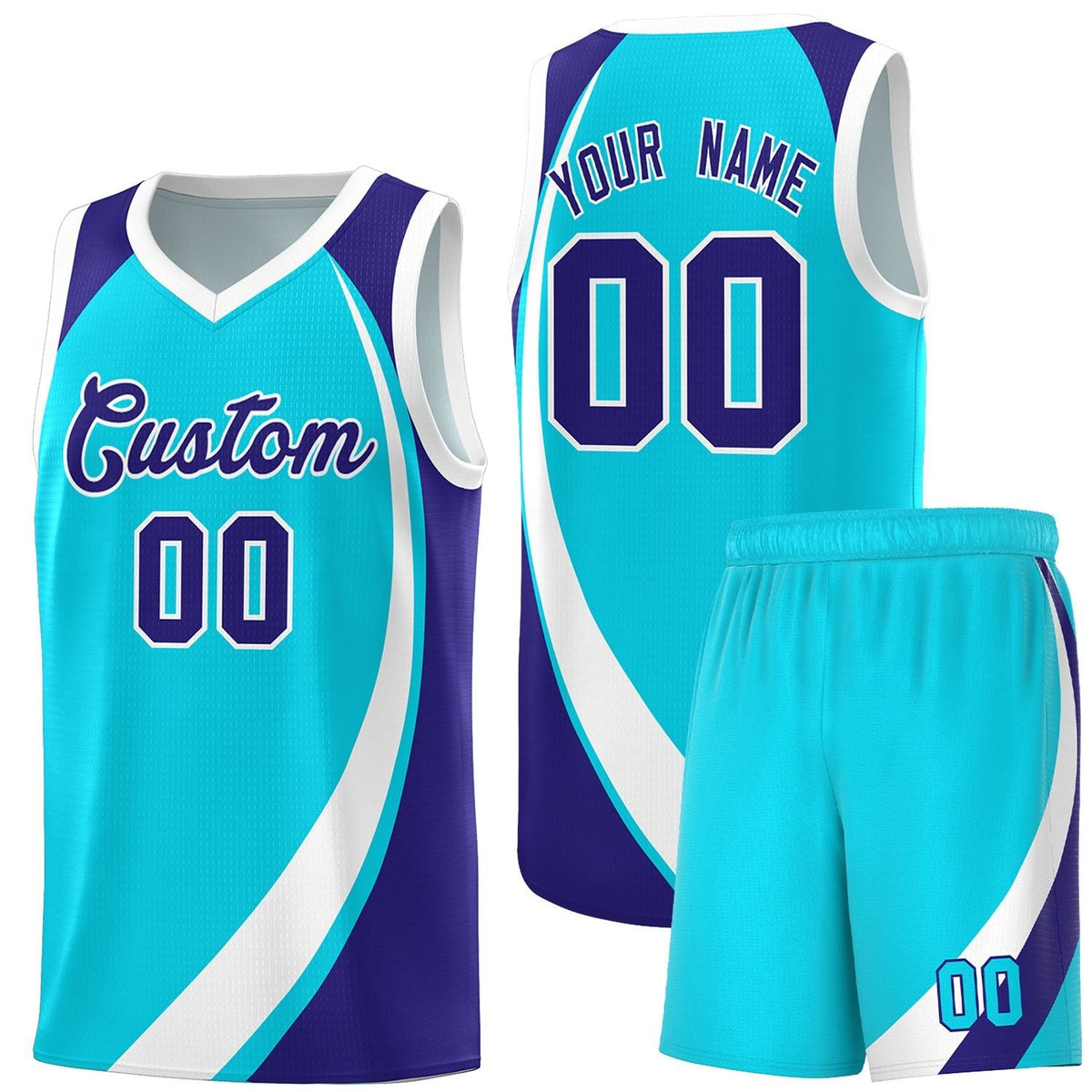 Custom Sky Blue White-Violet Color Block Sports Uniform Basketball Jersey |KXKSHOP