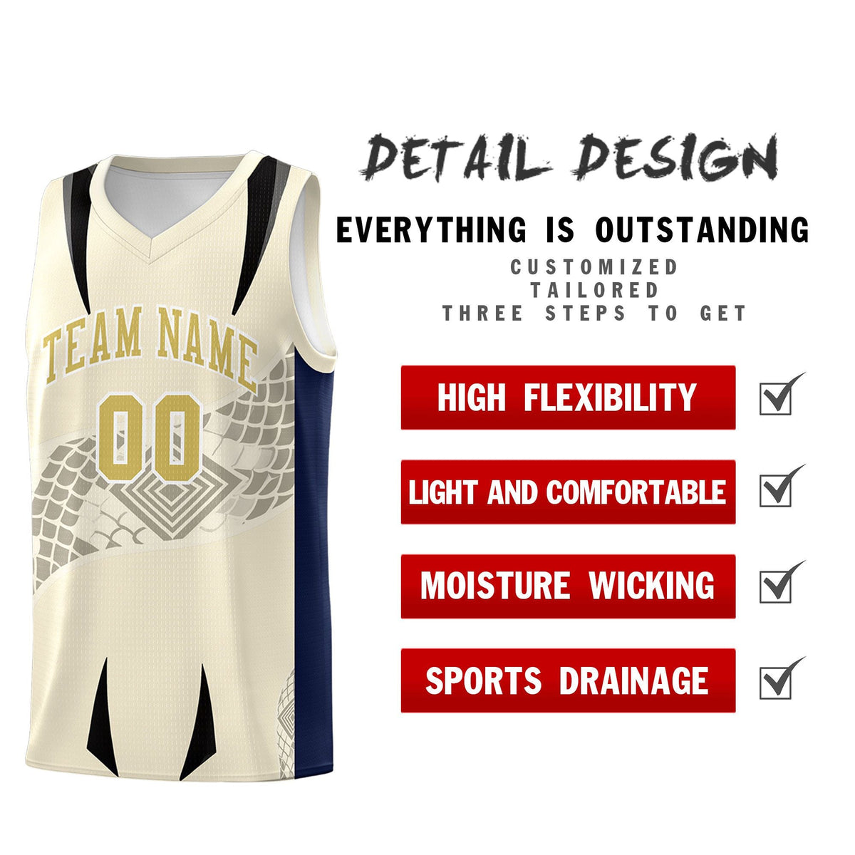 Custom Light Khaki Navy Snake Scale Venomous Fang for Leagues Graffiti Pattern Basketball Suit Jersey