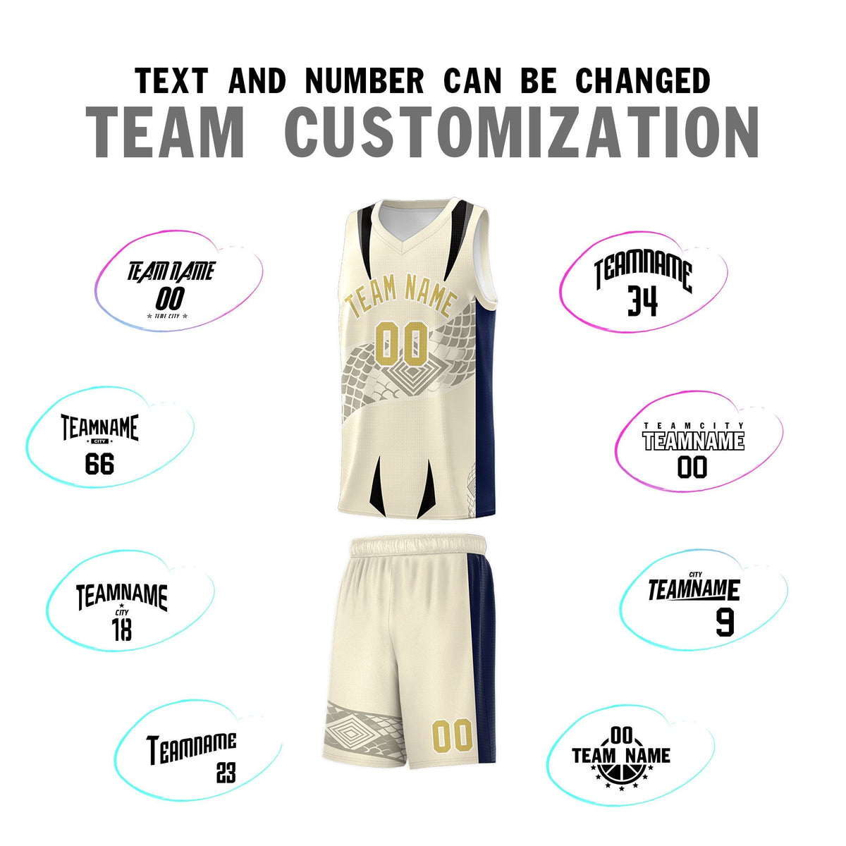 Custom Light Khaki Navy Snake Scale Venomous Fang for Leagues Graffiti Pattern Basketball Suit Jersey