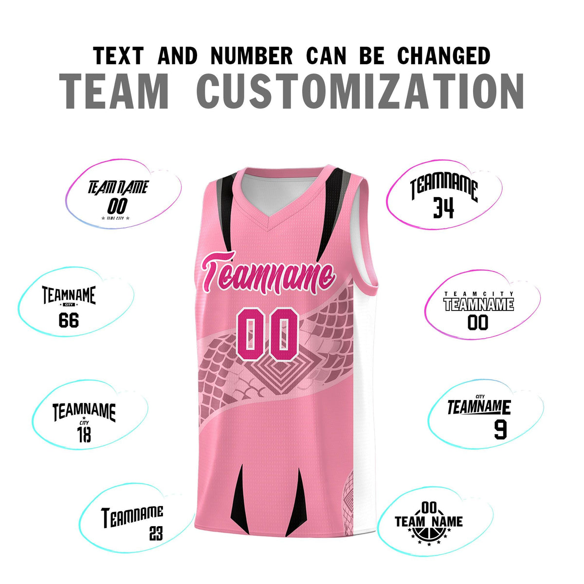 Custom Light Pink White Snake Scale Venomous Fang for Clubs Graffiti Pattern Basketball Suit Jersey