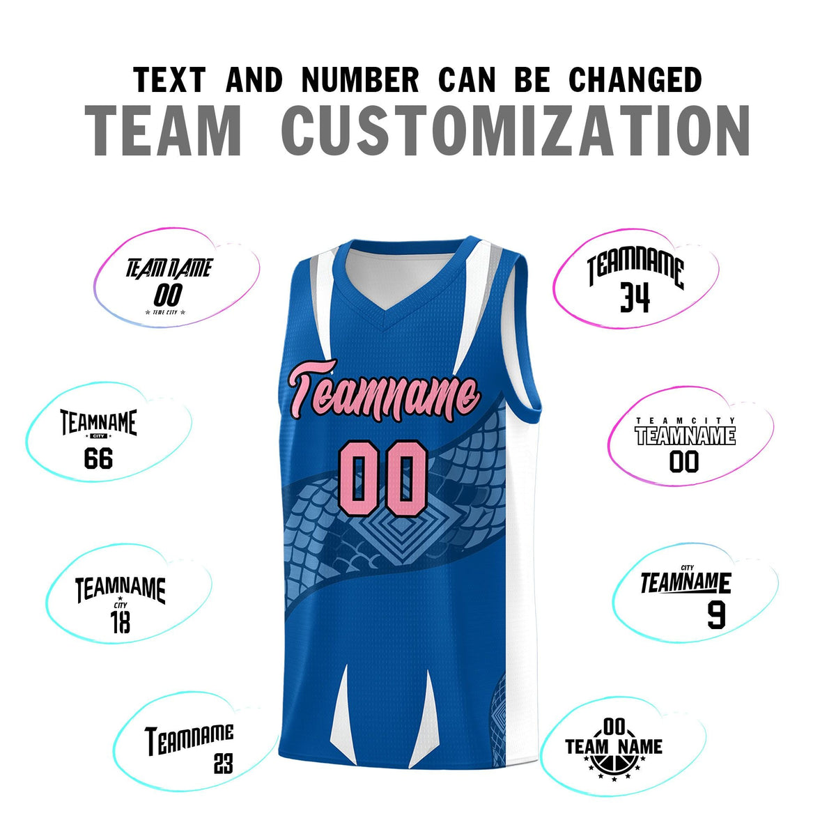 Custom Royal White Snake Scale Venomous Fang Lightweight Graffiti Pattern Basketball Suit Jersey