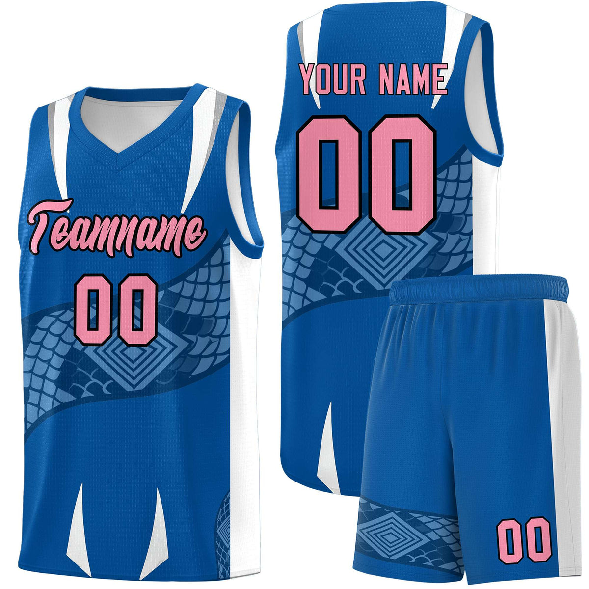 Custom Royal White Snake Scale Venomous Fang Lightweight Graffiti Pattern Basketball Suit Jersey