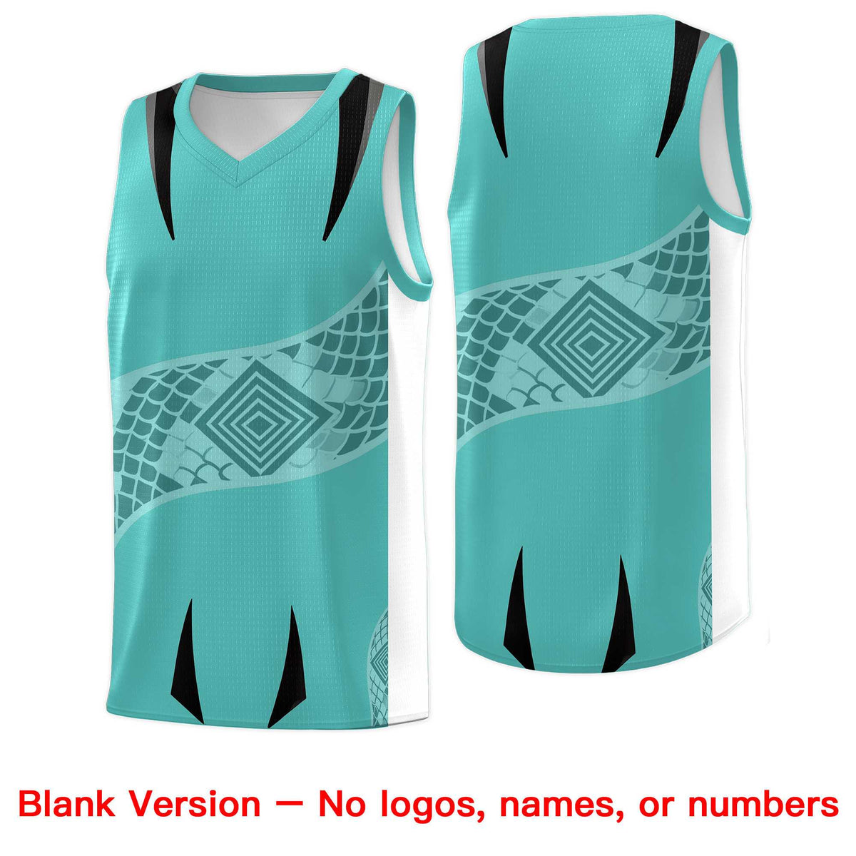 Custom Teal White Snake Scale Venomous Fang for Team Graffiti Pattern Basketball Suit Jersey