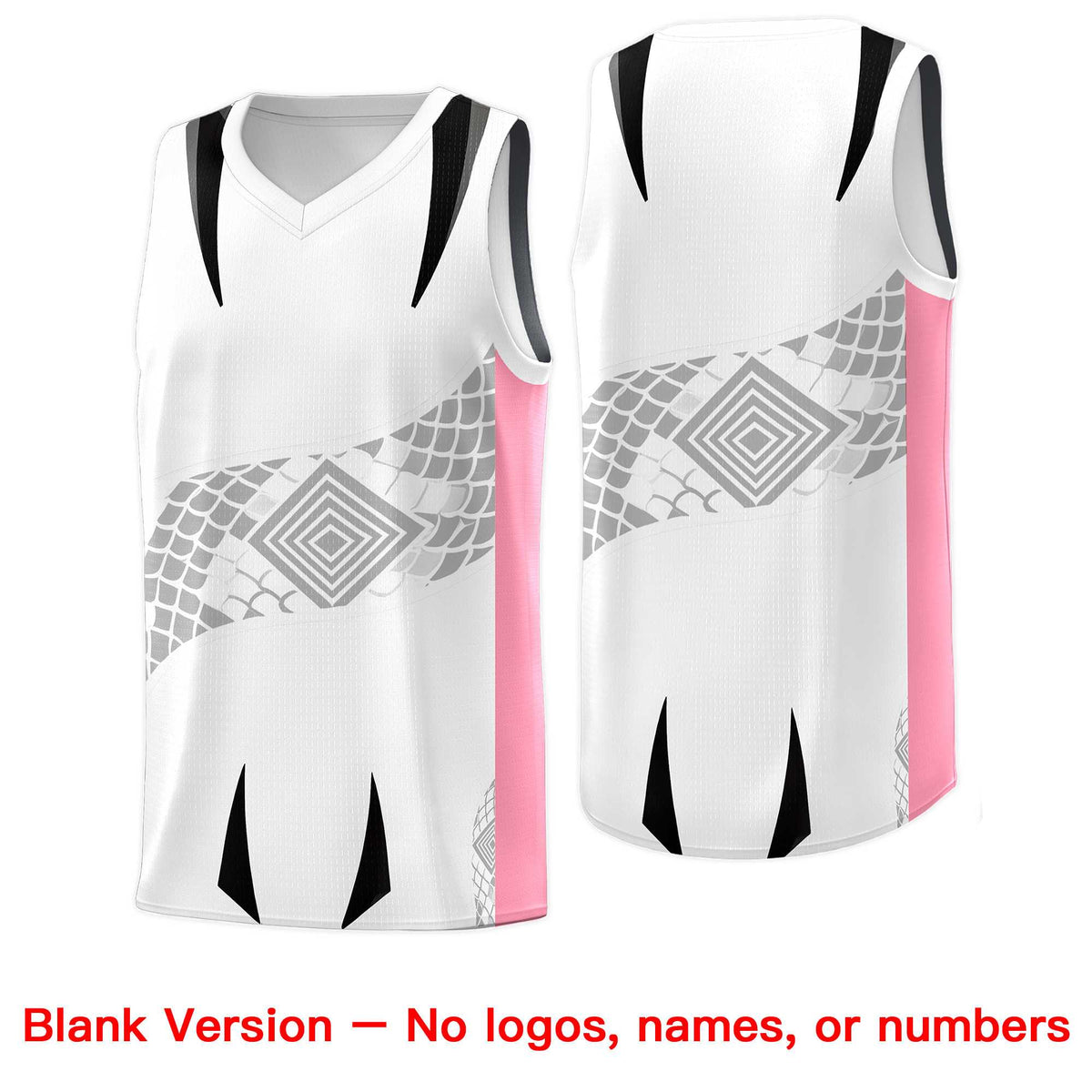 Custom White Light Pink Snake Scale Venomous Fang for Leagues Graffiti Pattern Basketball Suit Jersey