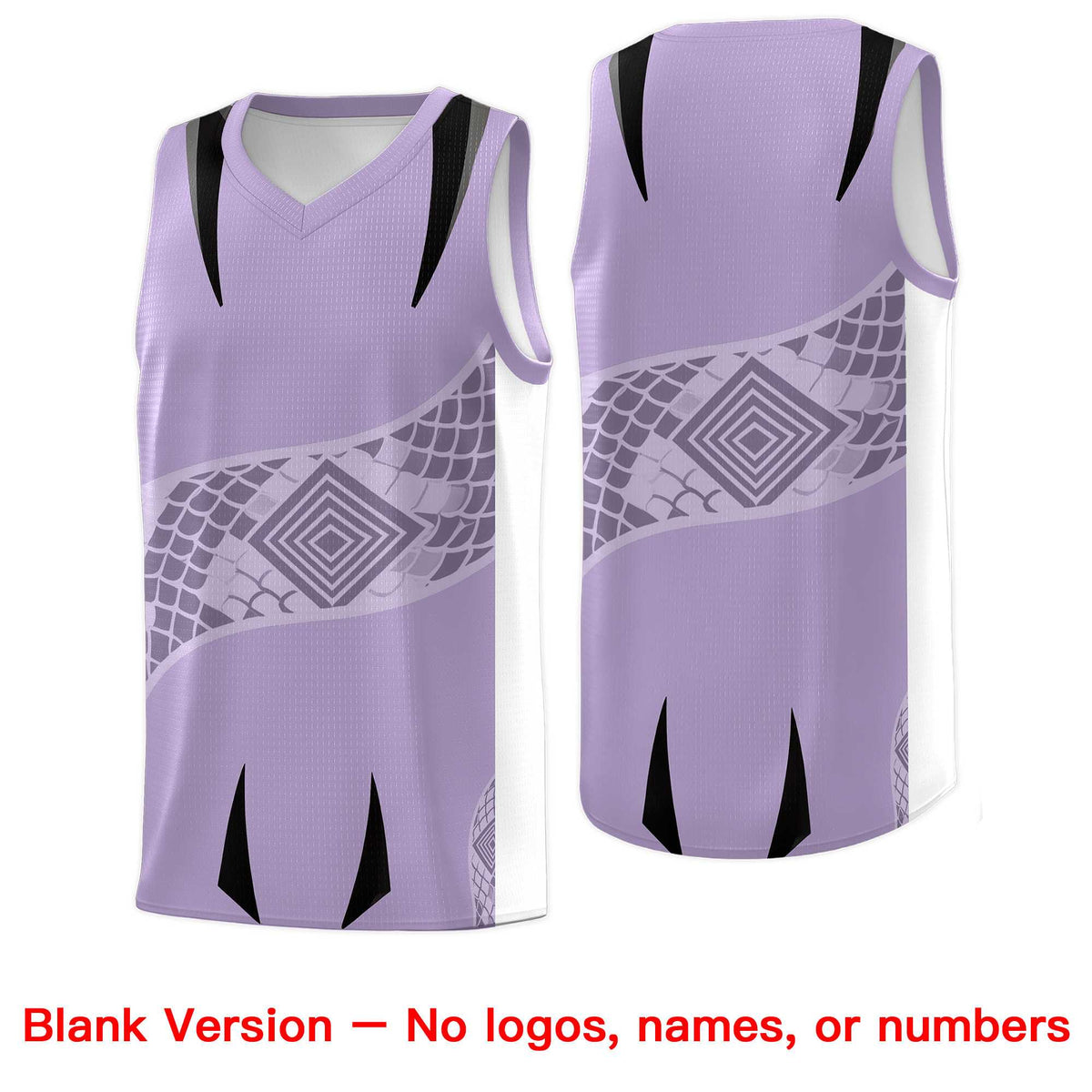 Custom Light Purple White Snake Scale Venomous Fang for Team Graffiti Pattern Basketball Suit Jersey